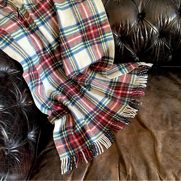 Bedding Vintage Plaid Wool Stadium Blanket With Fringe Poshmark